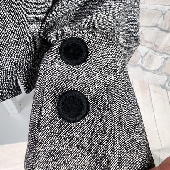 Vintage Louben Wool Tweed Blazer Velvet Accents Black White Size 10 - Picture 10 of 13